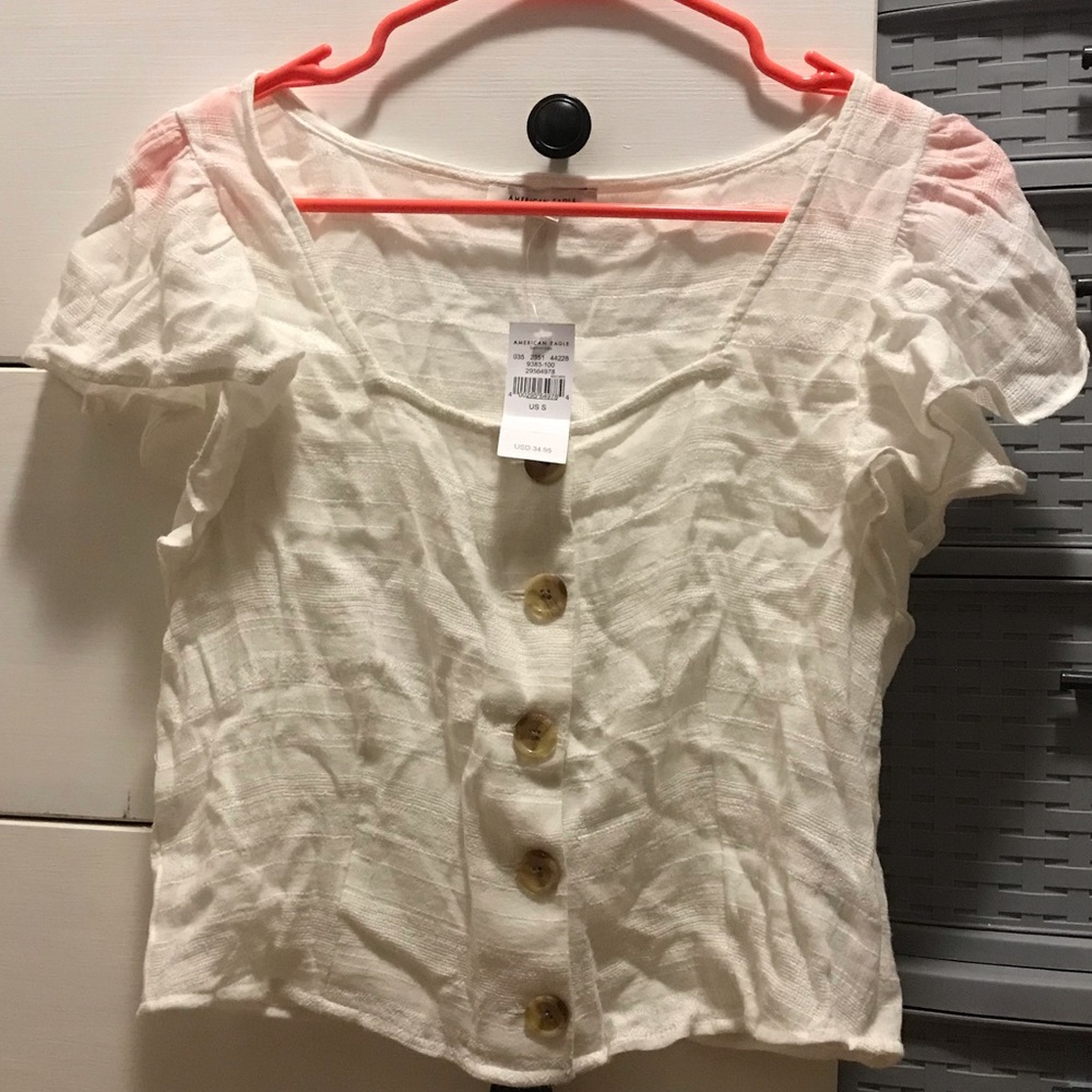 American Eagle Flutter Sleeve Top with Buttons